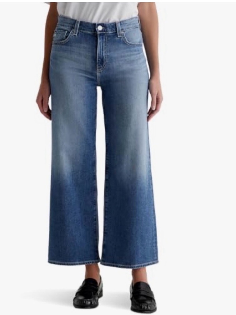AG Adriano Goldschmied SAGE Wide Leg Mid Rise Ankle Jeans Italian Fabric Sz 30